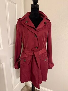London Fog Deep Wine Belted Trench Coat